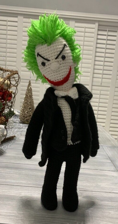 THE JOKER HANDMADE KNITTED AMIGURUMI CROCHET BATMAN COLLECTIBLE TOY DC COMICS