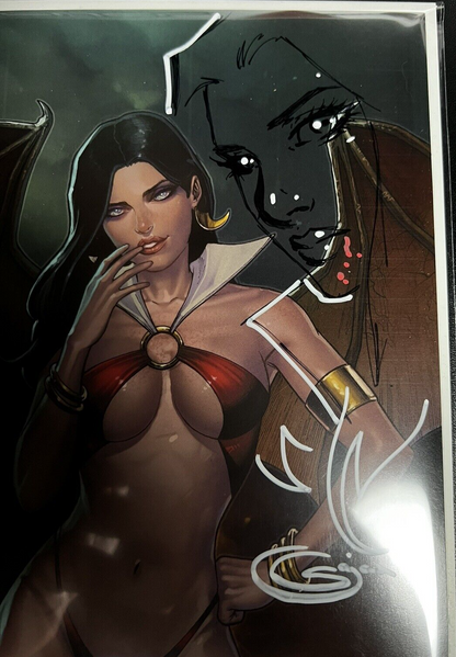 Vampirella Strikes # 1 SAJAD SHAH VIRGIN LIMITED EDITION TO 500 SIGNED REMARKED