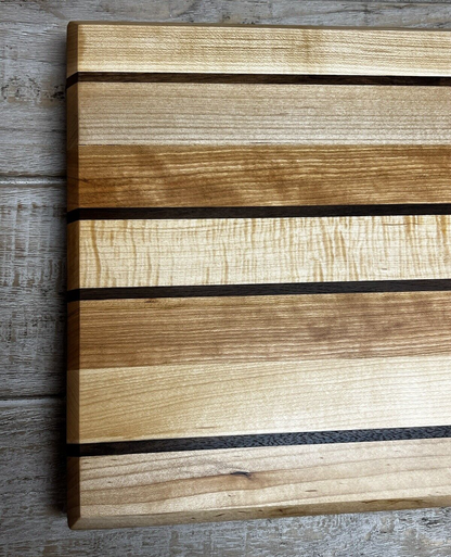 MAPLE WALNUT OAK PREMIUM CUTTING BOARD BUTCHERS BLOCK PINSTRIPE HARDWOOD